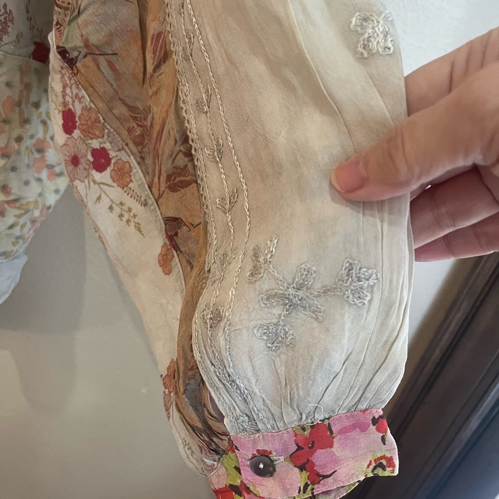 Floral Patchwork Button-Down Women's Top - Pink/W… - image 8